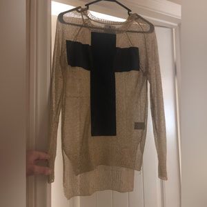 Xs UNIF Gold Mesh VNeck Sweater